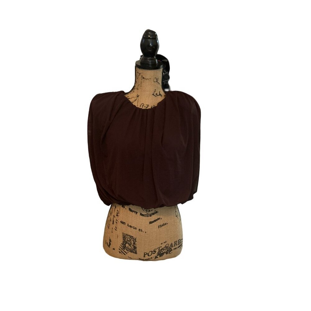 Zara Woman Cropped Dark Plum Short Sleeve Top Blouse Size Medium